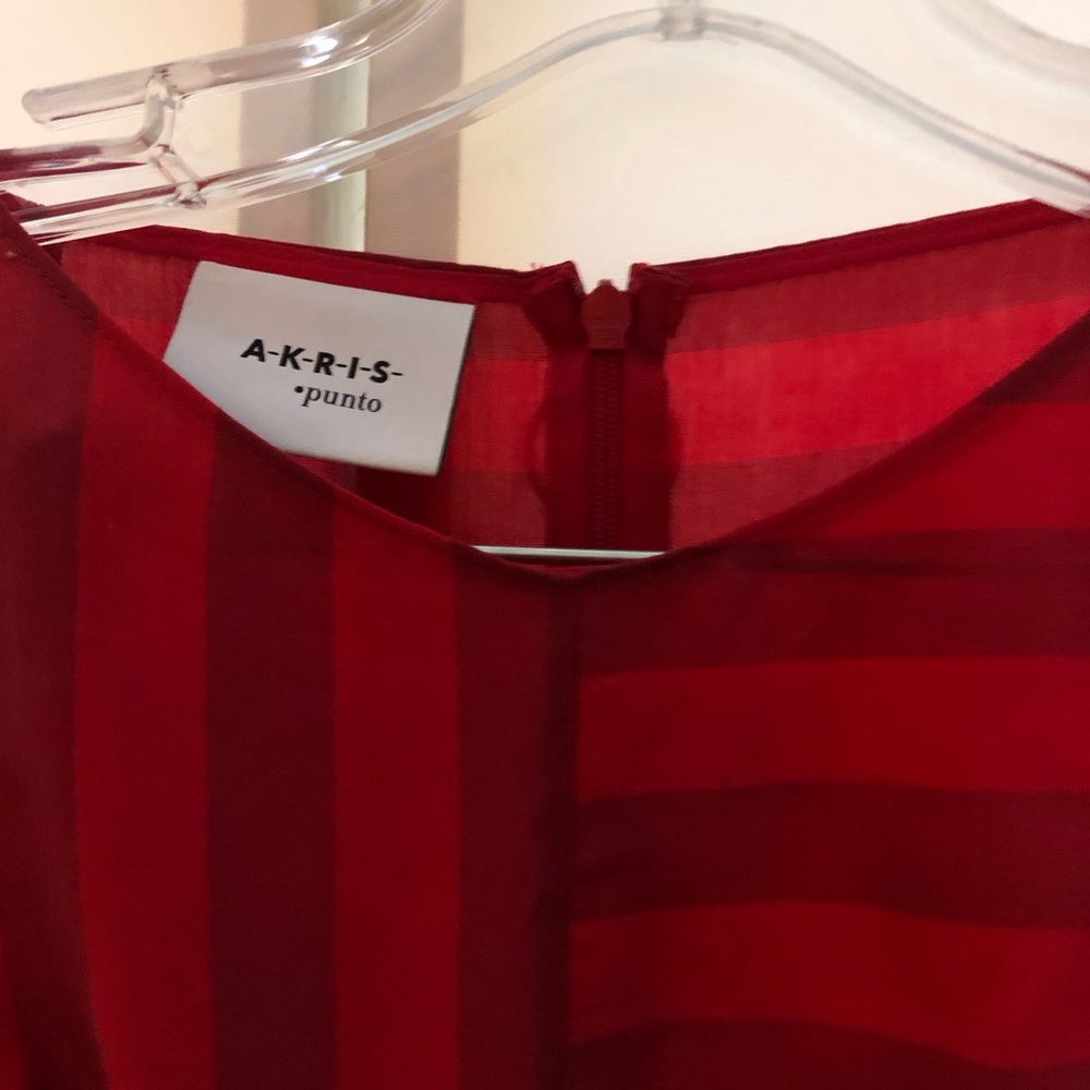 Akris Punto Red Striped Silk Top